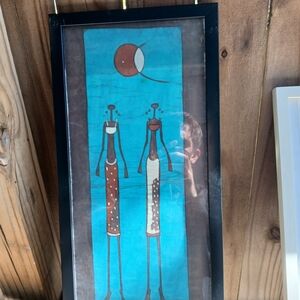 Framed Abstract Art with Blue Background